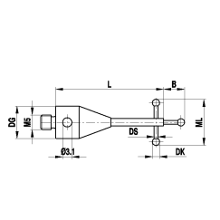 M5 щуп для измерения резьбы, рубиновый шарик Ø2.3 мм, стержень из карбида вольфрама, ML 12 мм, для систем ZEISS A-5555-0075